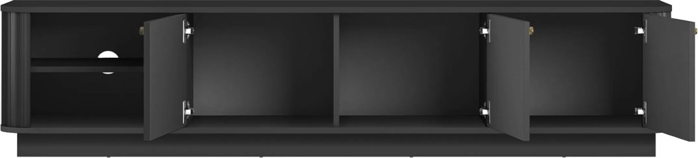 TV skrinka Vesper 3D 187 cm na sokli - čierna / zlaté úchytky