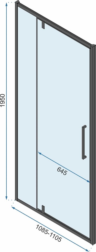 Štvorcový sprchovací kút REA RAPID SWING 90x90 cm, čierny/transparent - bez vaničky