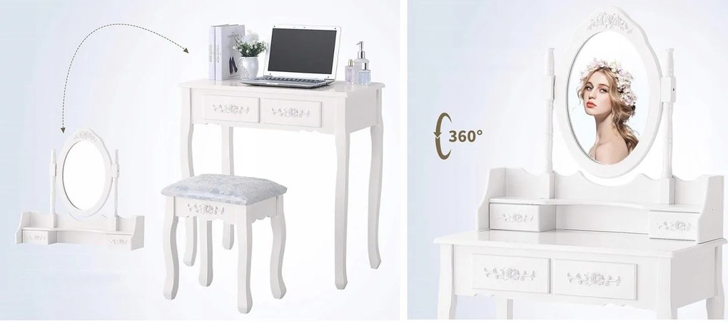 JAKS LED TOALETNÝ STOLÍK TL011 BIELY