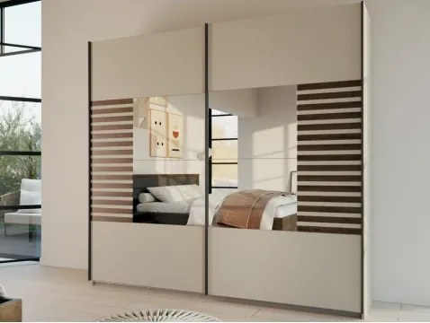 Šatníková skriňa so zrkadlom Barea, 226 cm, béžová/dub atlantic%