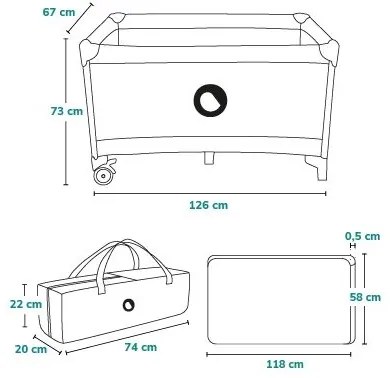 Lionelo - Cestovná postieľka STEFI tmavomodrá
