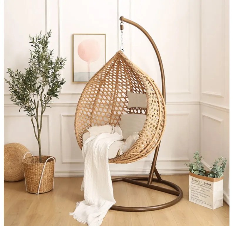 AKCIA Svetlohnedé závesné kreslo TROPIKAL so stojanom II. akosť