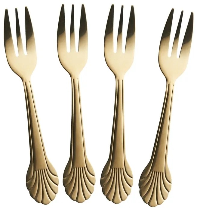 rice Nerezová vidlička Seashell Gold – set 4 ks