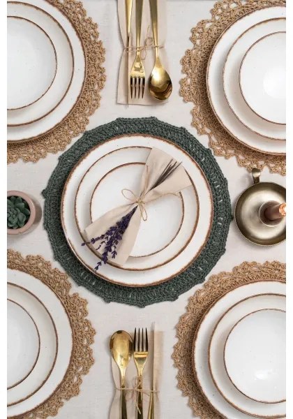 Jedálenská sada 24 ks béžová/hnedá/porcelán