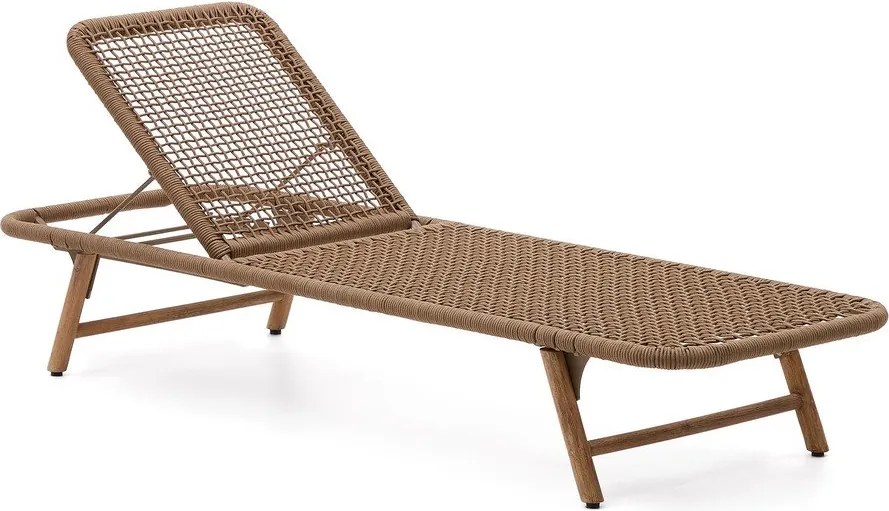 Hnedé drevené/kovové záhradné ležadlo Dandara – Kave Home
