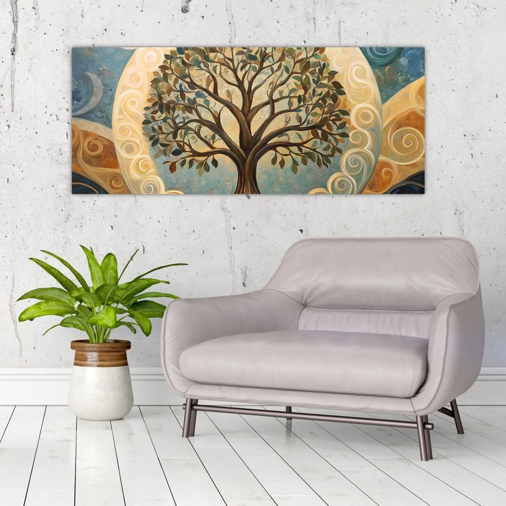 Obraz – Strom života a špirály (120x50 cm)