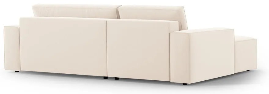 Béžová zamatová rozkladacia/s úložným priestorom rohová pohovka (ľavý roh/s leňoškou) Jodie – Micadoni