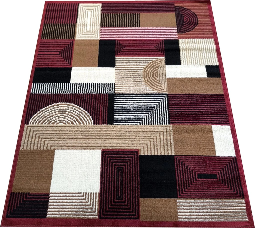 Koberec Alfa 18 – červený s geometrickým vzorom do interiéru Rozmer: 40x60 cm