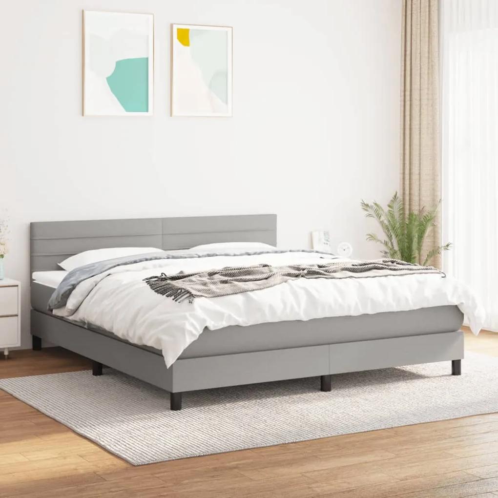 Boxspring posteľ s matracom bledosivá 180x200 cm látka 3140153
