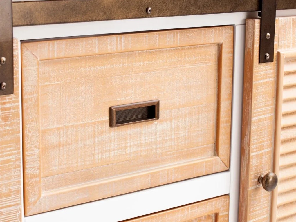 furniture-nabytek.cz - Masivní skříňka pod umyvadlo Capera z borovice a MDF, lakovaná, bílá a hnědá – 140×45×75 cm