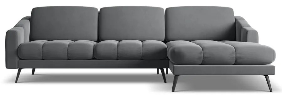 Sivá zamatová rohová pohovka (pravý roh) Nalu – Makamii