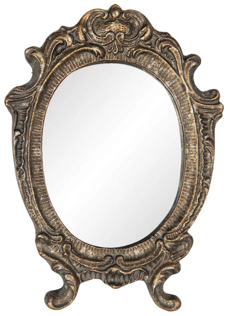 Oválne zrkadlo v zlatom ráme vo vintage štýle s patinou - 9 * 1 * 12 cm