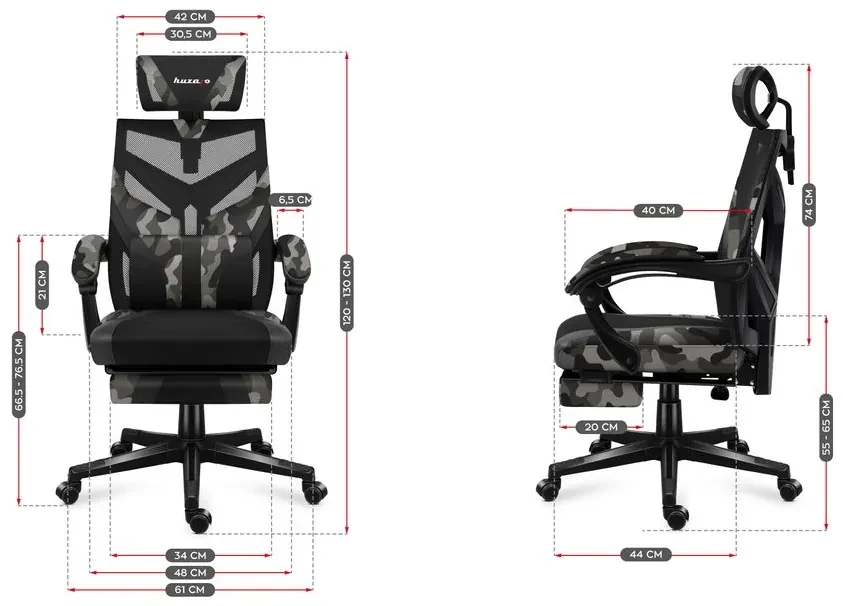 Huzaro Herné kreslo Combat 5.0 s výsuvnou podnožkou - šedá