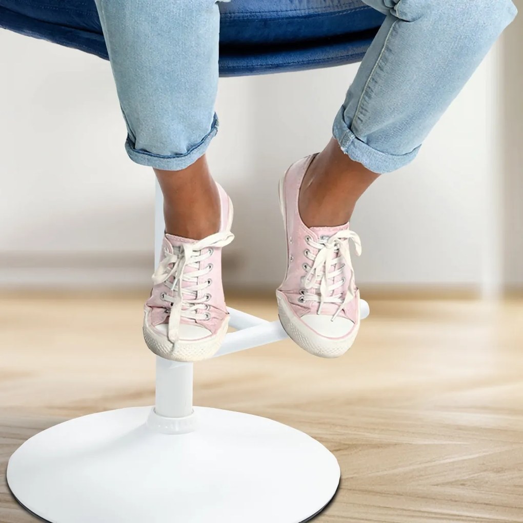 Barová stolička Damar - zamat, biely rám - modrá