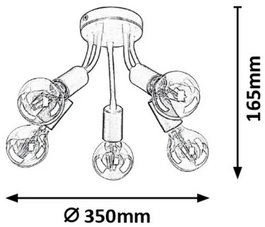 Rabalux 6809 - Prisadený luster ALMUS 5xE27/60W/230V