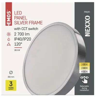 EMOS Prisadené stropné LED stmievateľné osvetlenie NEXXO, 28,5W, teplá biela-denná biela, okrúhle, chrómo