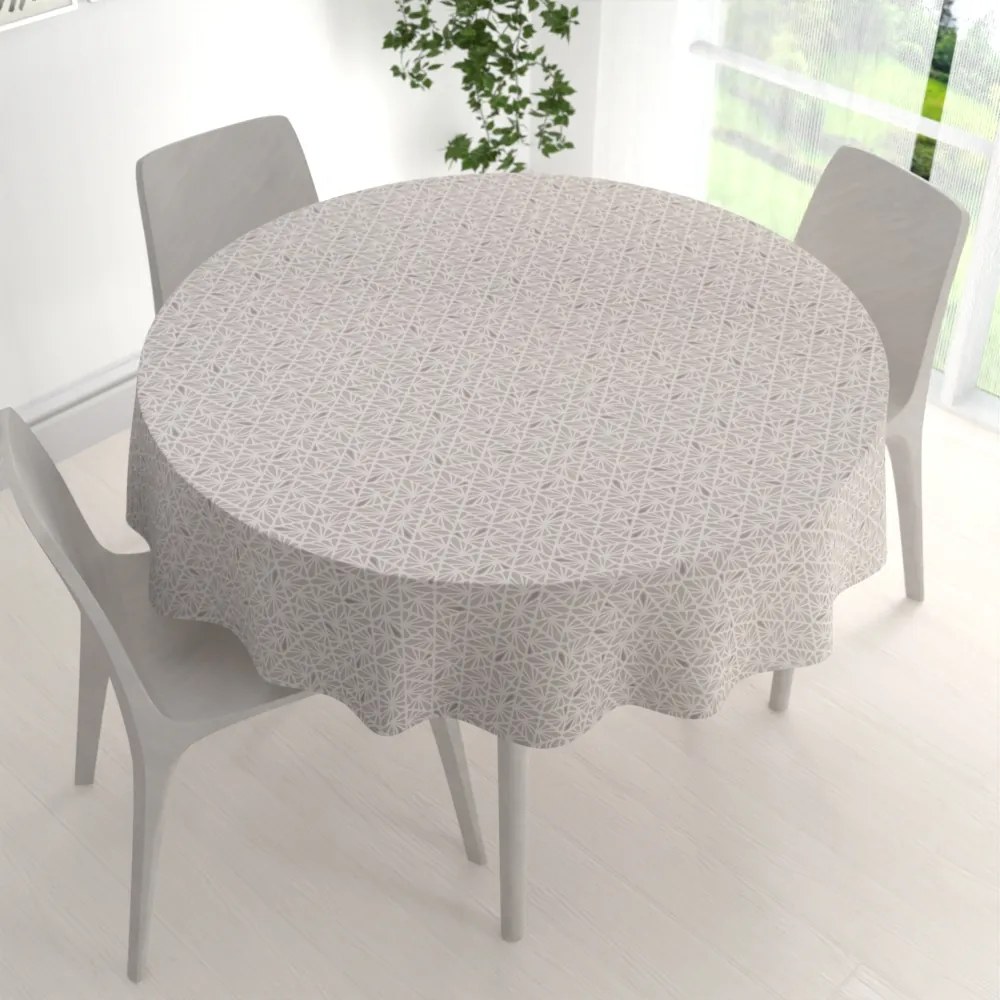 Biante Bavlnený okrúhly obrus Sandra SA-628 Sivobéžová mozaika na bielom Ø 50 cm