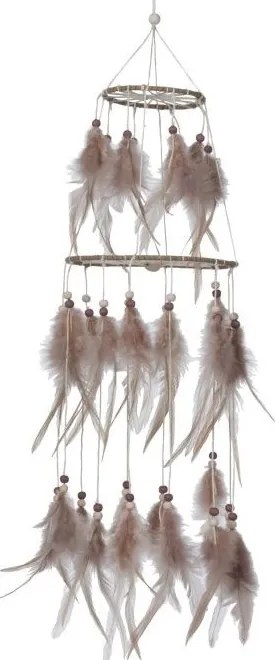 Šedý záves s pierkami Boho - Ø 16 * 65 cm