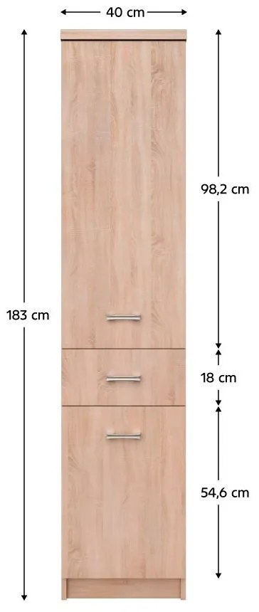 Skriňa Topta Typ 31 2D1S (dub sonoma). Vlastná spoľahlivá doprava až k Vám domov. 1075481