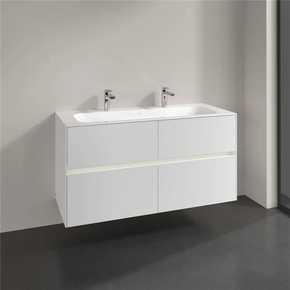 VILLEROY &amp; BOCH Collaro závesná skrinka pod umývadlo, 4 zásuvky, s LED osvetlením, 1196 x 498 x 603 mm, White Matt, C140B0MS