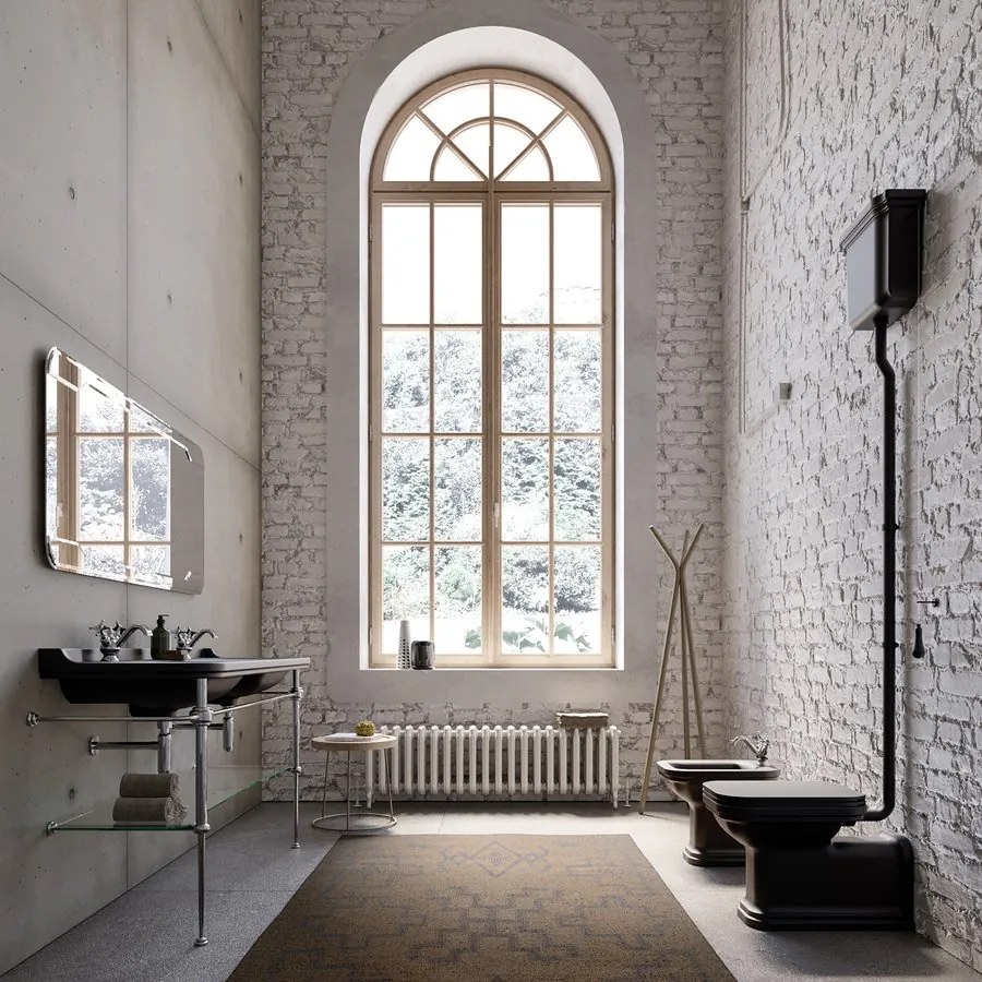 Kerasan Kerasan, WALDORF WC kombi misa 40x68cm, spodný/zadný odpad, čierna matná, 411731