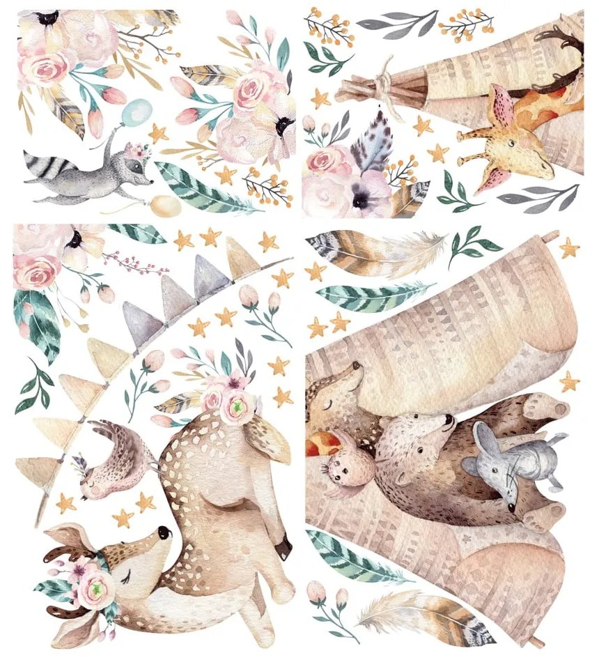 Detské samolepky na stenu Ambiance Rabbits Woodland