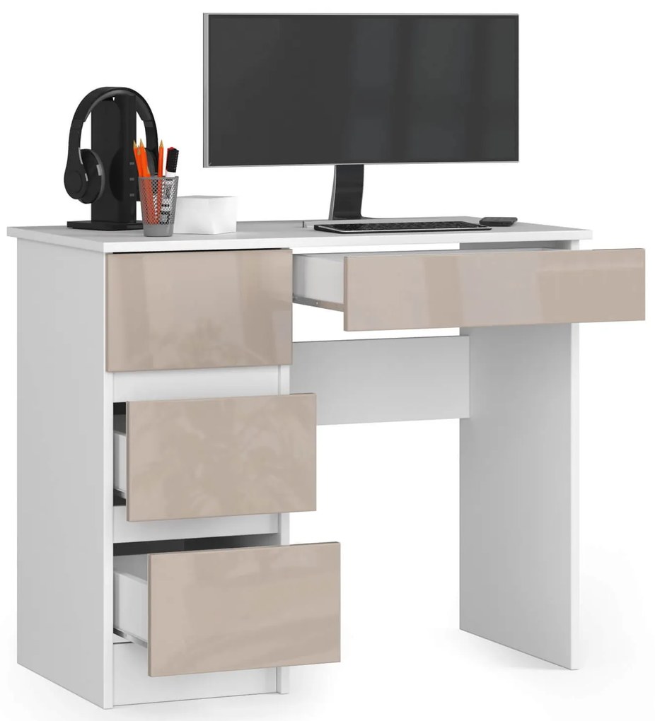 PC stolík Benicio II (biela + cappuccino lesk) (L). Akcia -15%. Vlastná spoľahlivá doprava až k Vám domov. 1069913