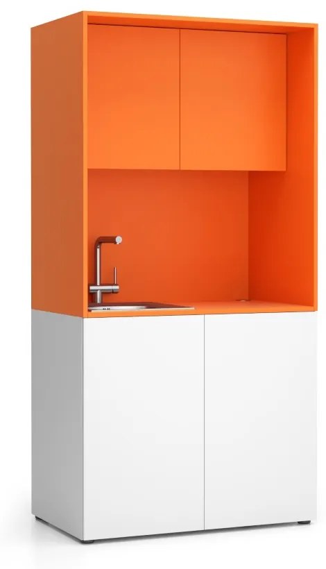 PLAN Kuchynka NIKA s drezom a batériou 1000 x 600 x 2000 mm, oranžová, ľavé