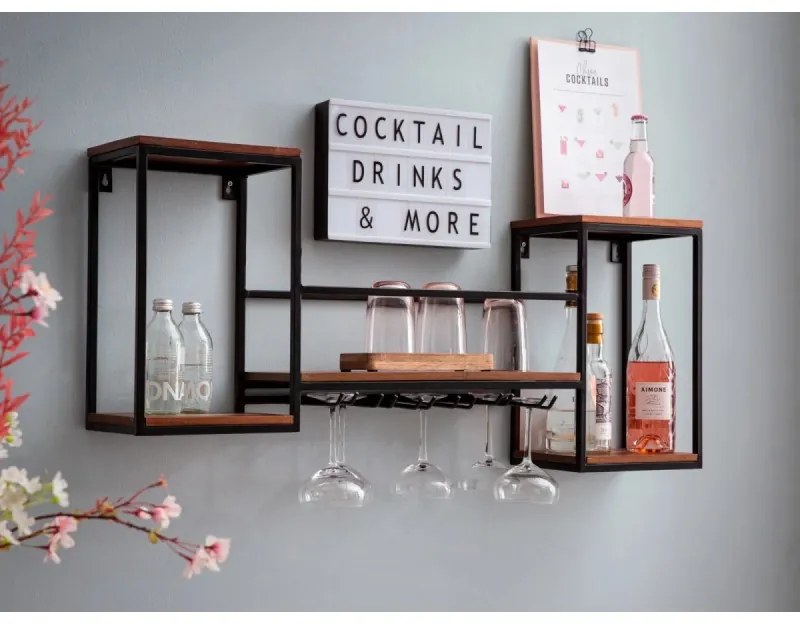 furniture-nabytek.cz - Masívna závesná polica Aro z kovu a dreva, lakovaná, hnedá – 100×20×41 cm