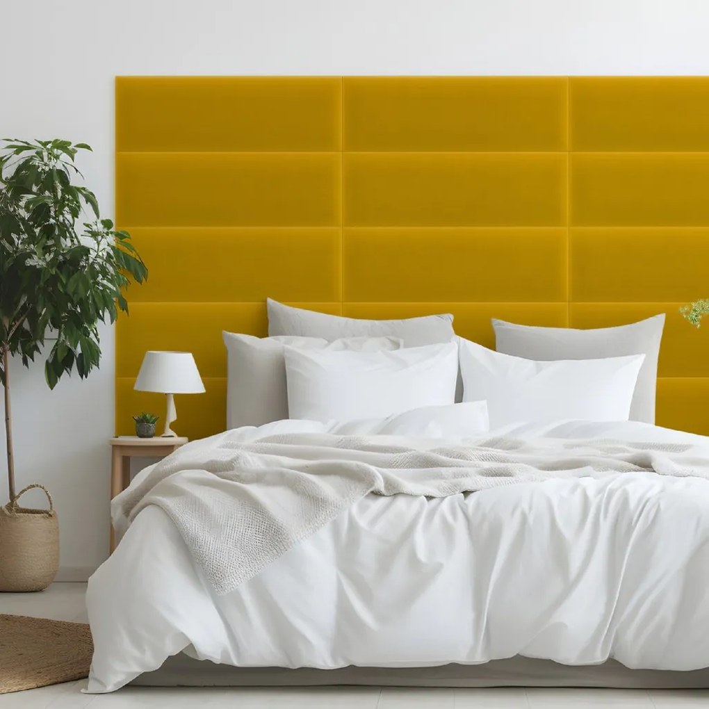 Zamatový čalúnený panel - Obdĺžnik - 80x20cm Farba: Žltá