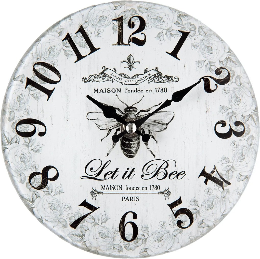 Sklenené stolné hodiny Let it Bee - Ø 17 * 4 cm
