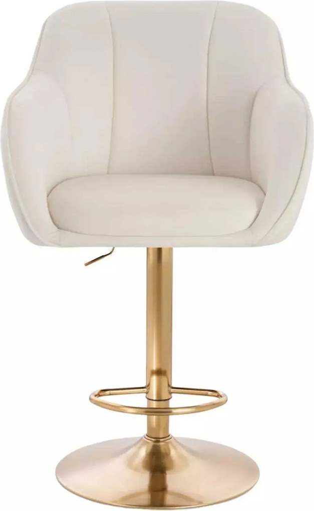 LuxuryForm DESIGN Barová stolička AVOLA VELUR na zlatom tanieri - biela