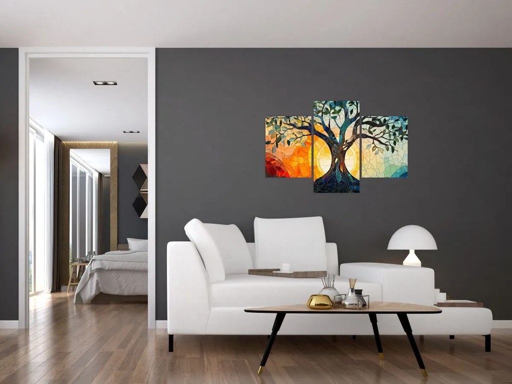 Obraz – Mozaika – slnko a strom I. (90x60 cm)