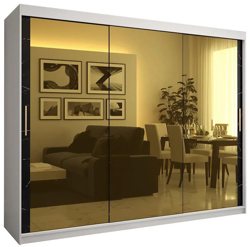 Skriňa Platinum T3 250 biely mramor/čierna