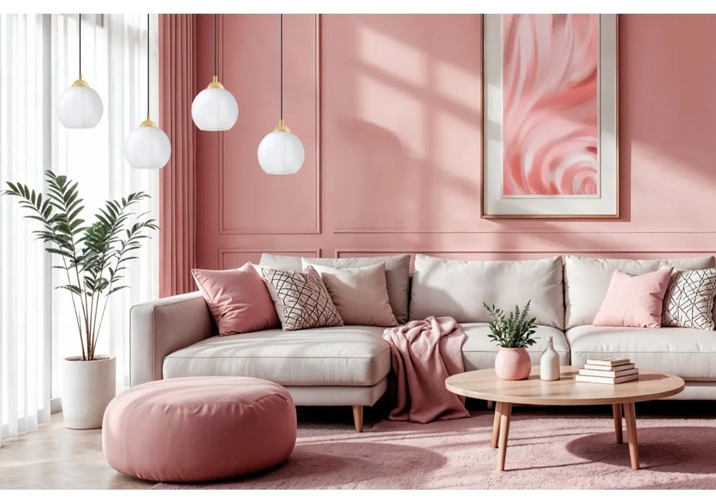 Závesné svietidlo Costa, 4x biele sklenené tienidlo, b/g