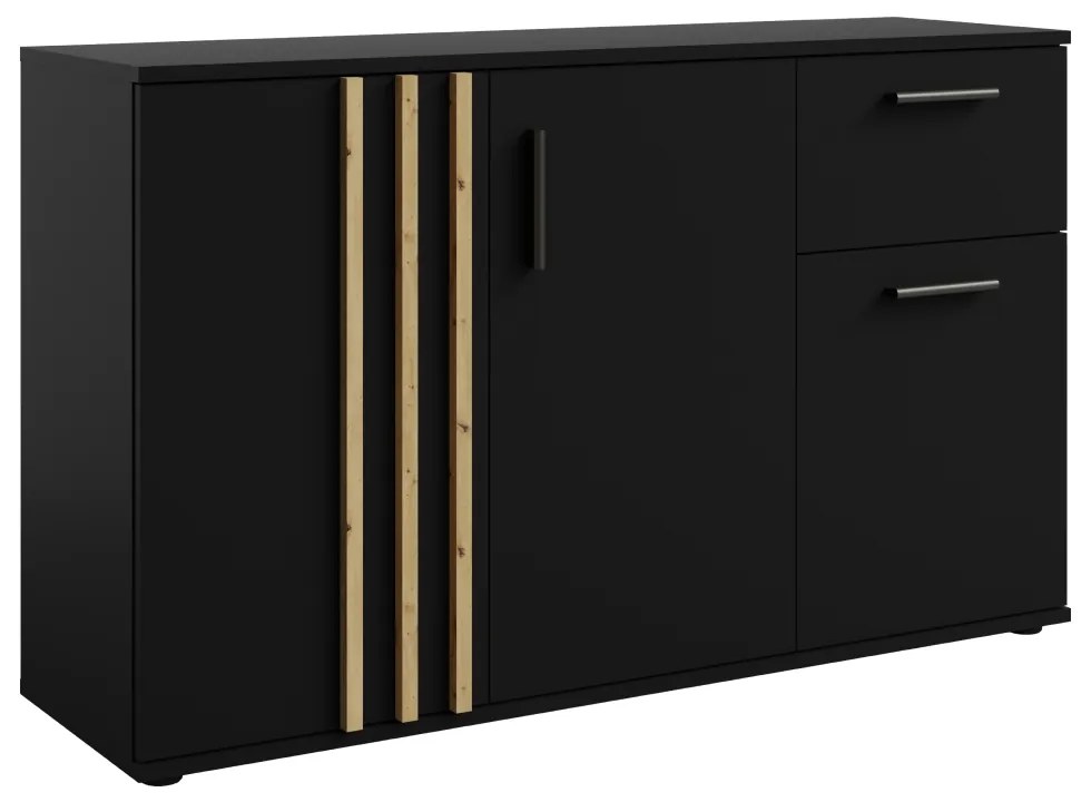 Komoda, 3D1S, čierna/dub artisan, TOLIS TYP 2