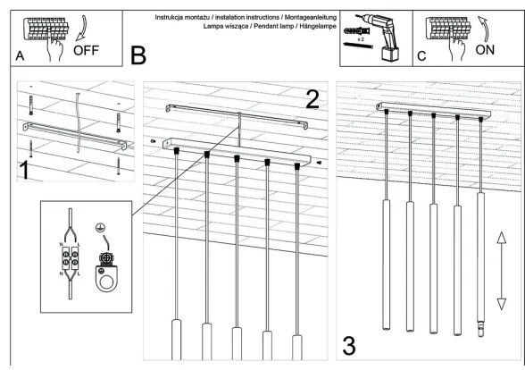 Sollux SL.0468 - Luster na lanku PASTELO 5xG9/8W/230V biela