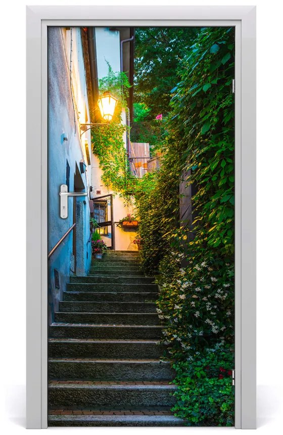 Fototapeta samolepiace dvere staré mesto schody 85x205 cm