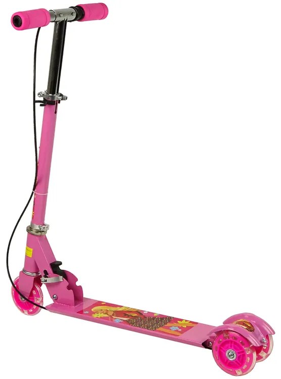 LEAN TOYS Trojkolesová kolobežka s ručnou brzdou + Svietiace Kolesá, ružová