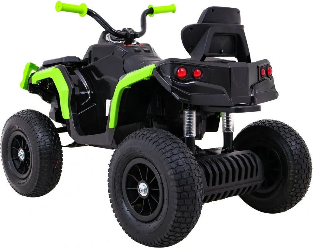 Ramiz Štvorkolka na vzduchovú batériu pre deti Čierna a zelená + Nafukovacie kolesá + Rádio MP3 + Bezplatné štartovanie