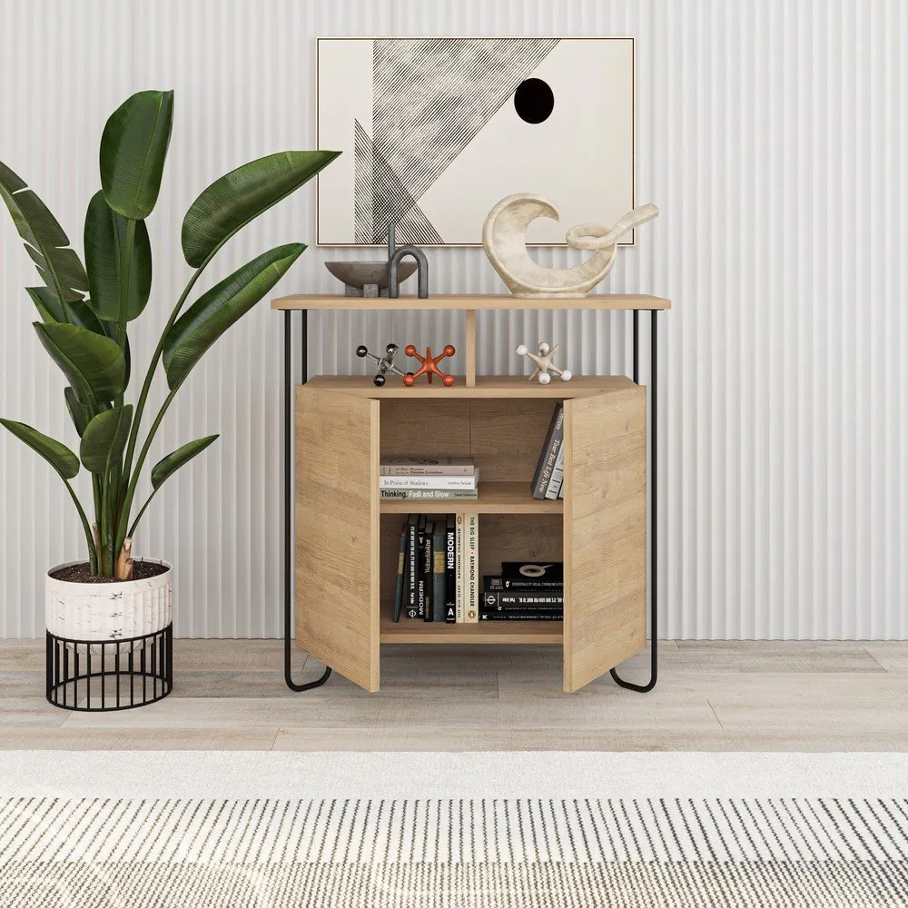 Skrinka v dekore duba v prírodnej farbe 80x80 cm Dilly – Marckeric