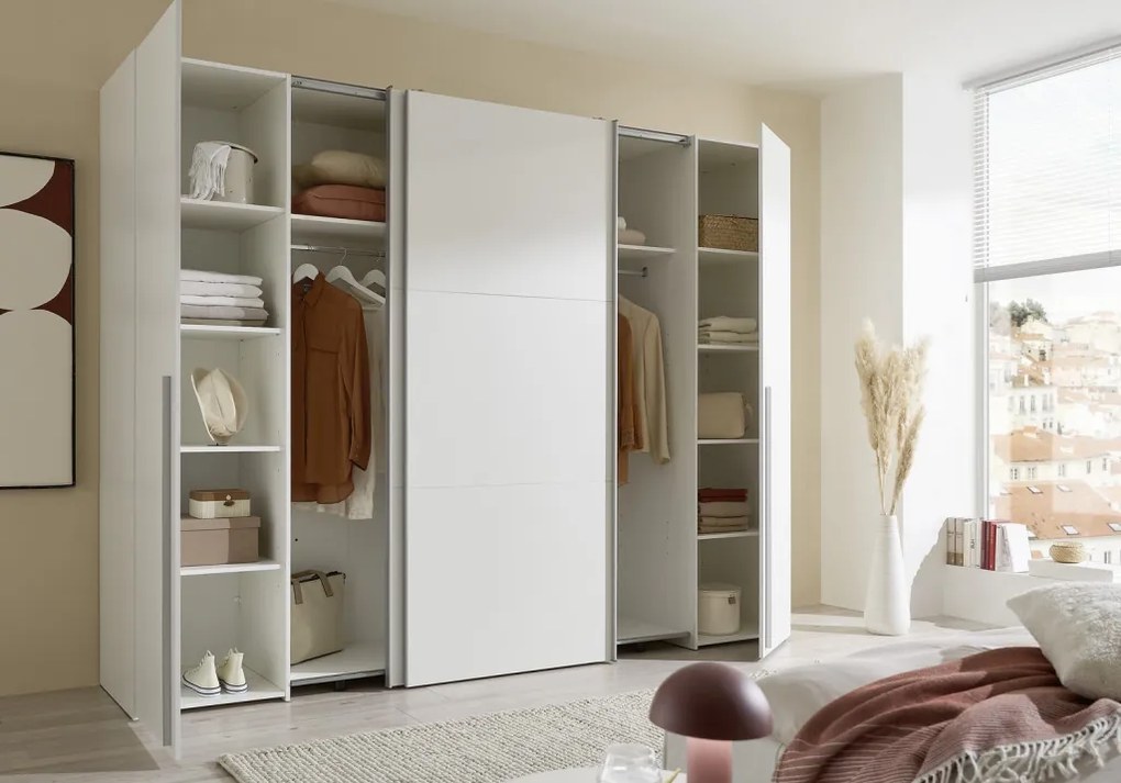 Šatníková skriňa Maturs, 267 cm, biela