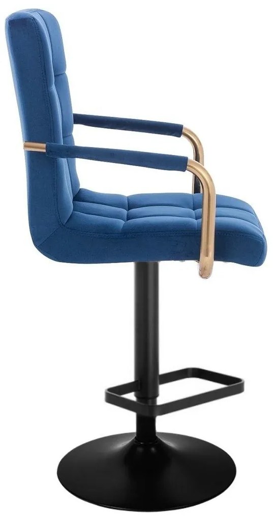 LuxuryForm DESIGN Barová stolička VERONA GOLD VELUR na čiernom tanieri - modrá