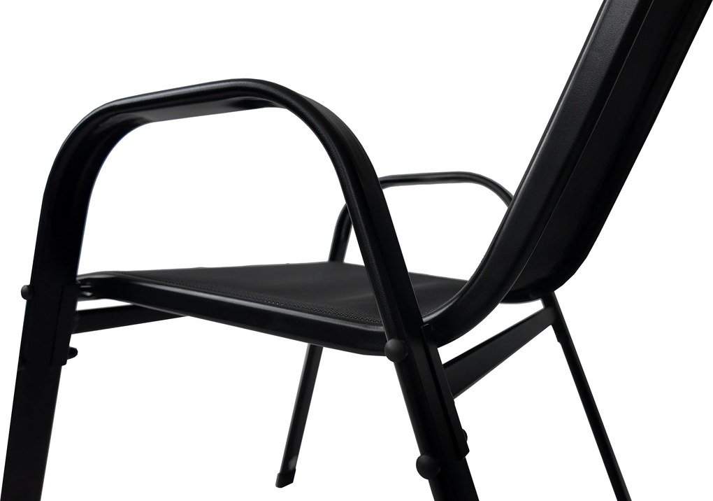 TRENDIE Záhradné stoličky sada 6ks čierne