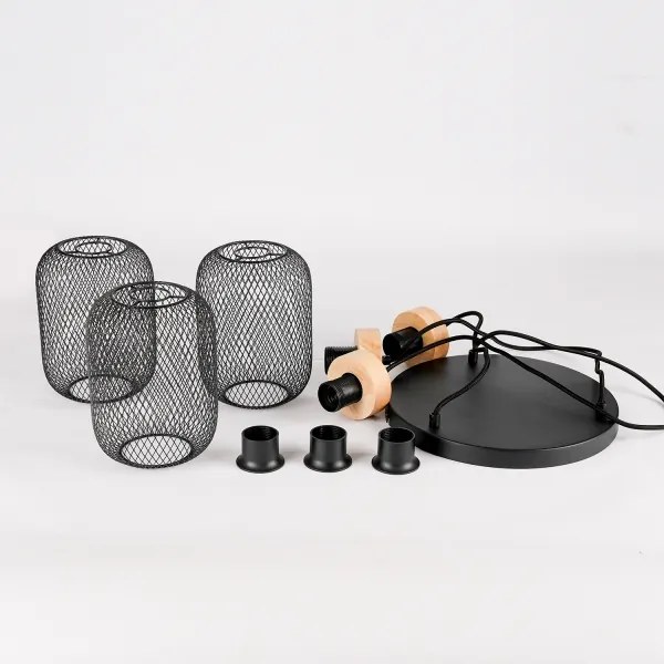 Brilagi - Závesný luster na lane BASKLITE 3xE27/15W/230V kaučukovník/čierna