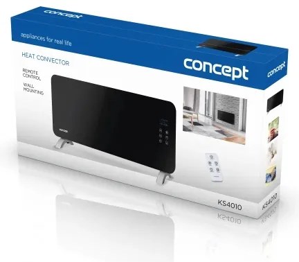 Concept KS4010 - Elektrický priamotop/konvektor 2000W IP24 čierna+diaľkové ovládanie
