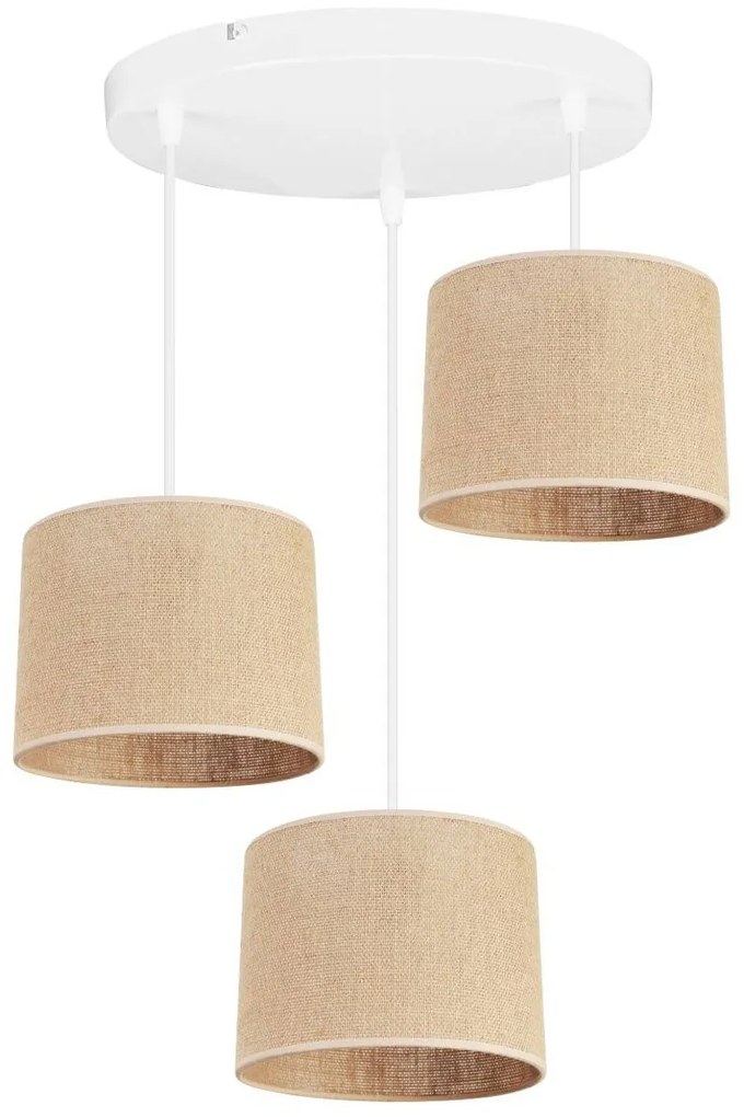 Závesné svietidlo Juta, 3x jutové tienidlo, (výber z 2 farieb konštrukcie), o