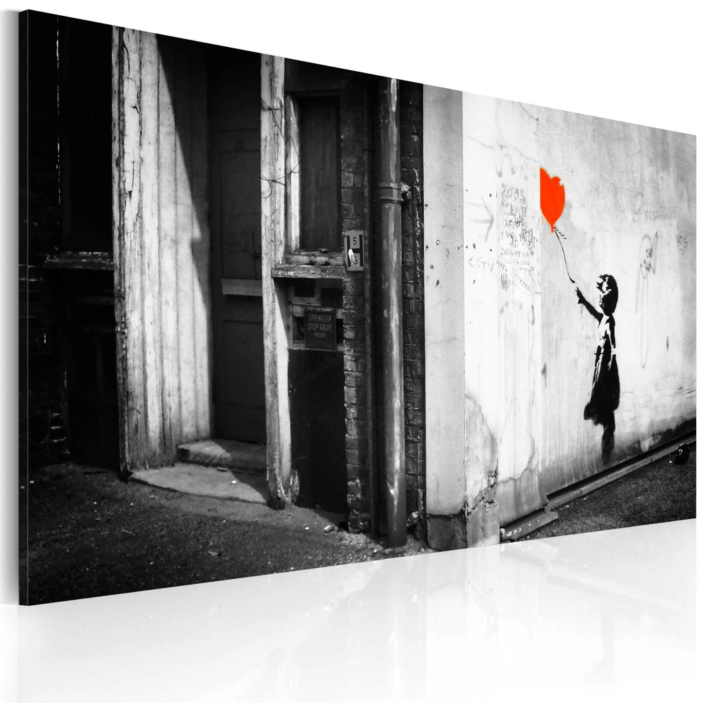 Artgeist Obraz - Girl with balloon (Banksy) Veľkosť: 120x80, Verzia: Premium Print