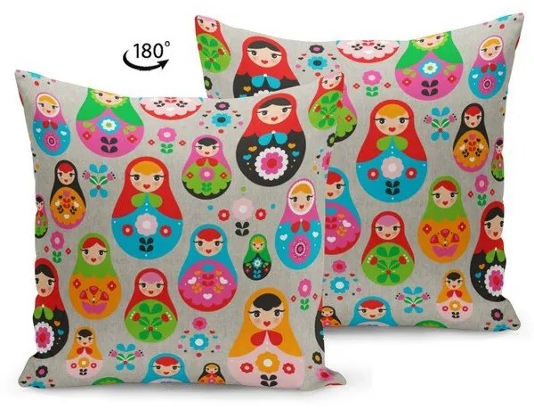 Vankúš s výplňou Kate Louise Matryoshka, 43 x 43 cm