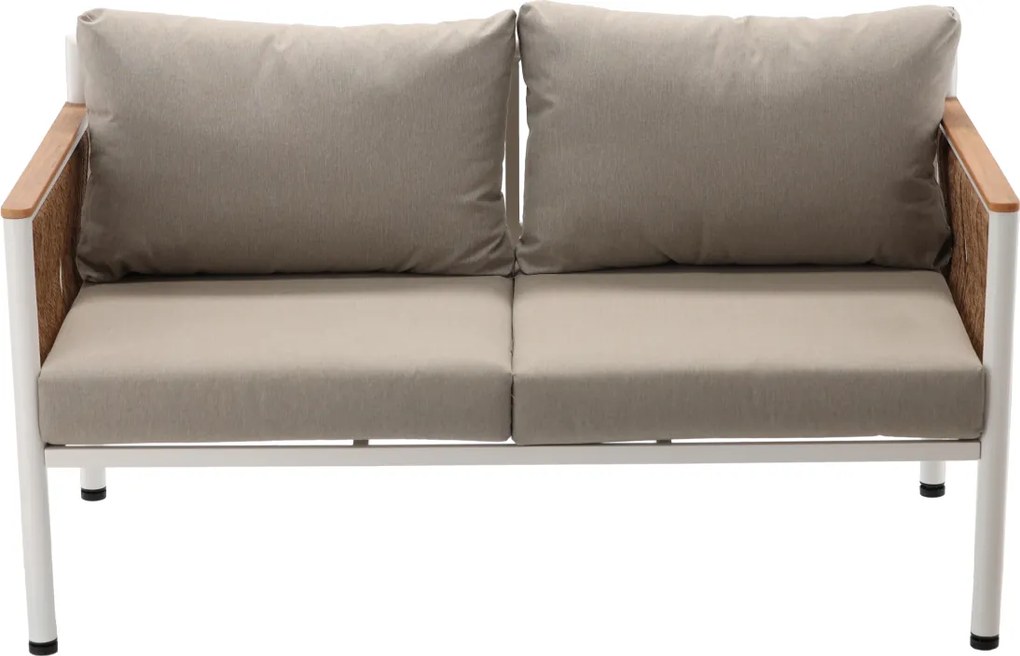 Garden Line SÚPRAVA HLINÍKOVÉHO NÁBYTKU „BELGRAD“ (SOFA + 2 KRESLÁ + STÔL) BEŽOVÁ + BEŽOVÉ VANKÚŠE